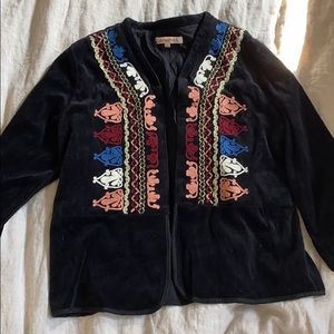 Free People Embroidered Cropped Velour Jacket